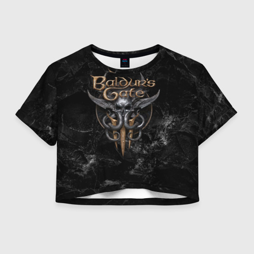 Женская футболка Crop-top 3D Baldurs Gate 3 Dark logo, цвет 3D печать