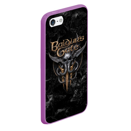 Чехол для iPhone 5/5S матовый Baldurs Gate 3 Dark logo, цвет фиолетовый - фото 3