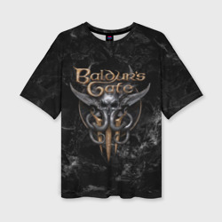 Женская футболка oversize 3D Baldurs Gate 3 Dark logo
