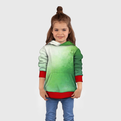 Детская толстовка 3D с принтом Зелёные пиксели, вид сбоку #3