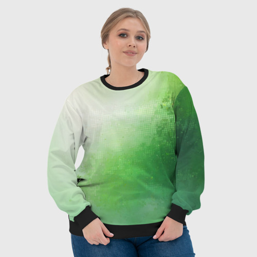 Женский свитшот 3D с принтом Зелёные пиксели, фото #4