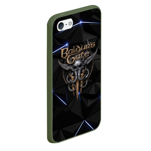 Чехол для iPhone 5/5S матовый Baldurs Gate 3 black blue, цвет темно-зеленый - фото 3