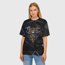 Женская футболка oversize 3D Baldurs Gate 3 black blue - фото 2