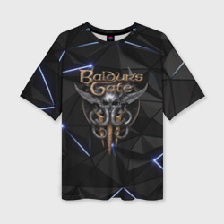 Женская футболка oversize 3D Baldurs Gate 3 black blue