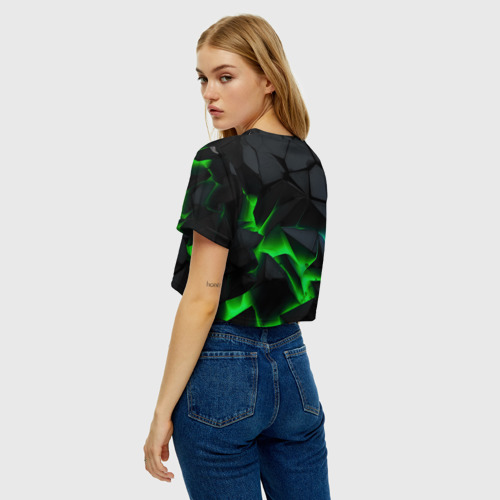 Женская футболка Crop-top 3D Baldurs Gate 3 black blue neon, цвет 3D печать - фото 5