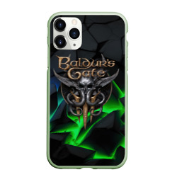 Чехол для iPhone 11 Pro матовый Baldurs Gate 3 black blue neon