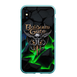 Чехол для iPhone XS Max матовый Baldurs Gate 3 black blue neon