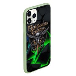 Чехол для iPhone 11 Pro матовый Baldurs Gate 3 black blue neon - фото 2