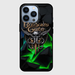 Чехол для iPhone 13 Pro Baldurs Gate 3 black blue neon