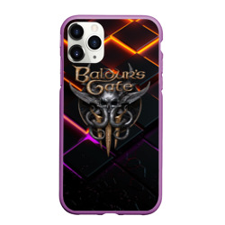 Чехол для iPhone 11 Pro Max матовый Baldurs Gate 3 orange abstract