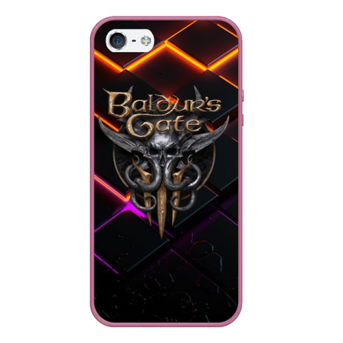 Чехол для iPhone 5/5S матовый Baldurs Gate 3 orange abstract, цвет розовый