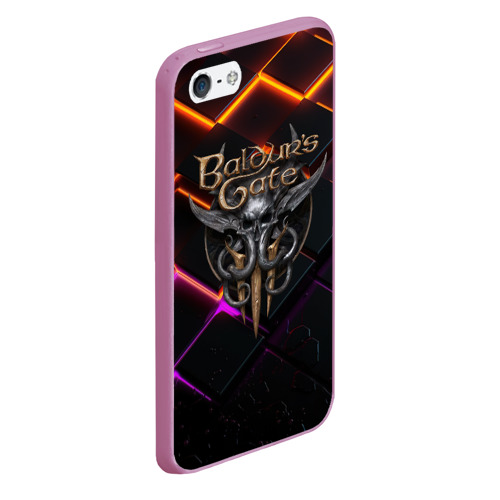 Чехол для iPhone 5/5S матовый Baldurs Gate 3 orange abstract, цвет розовый - фото 3