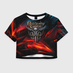 Женская футболка Crop-top 3D Baldurs Gate 3 logo