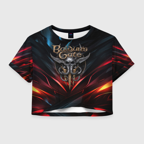 Женская футболка Crop-top 3D Baldurs Gate 3  dark logo, цвет 3D печать