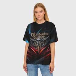 Женская футболка oversize 3D Baldurs Gate 3  dark logo - фото 2