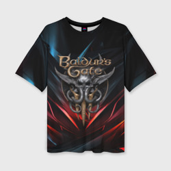 Женская футболка oversize 3D Baldurs Gate 3  dark logo