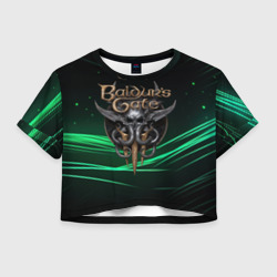 Женская футболка Crop-top 3D Baldurs Gate 3  dark green