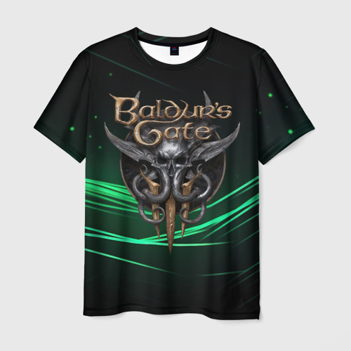 Мужская футболка с принтом Baldurs Gate 3  dark green, вид спереди №1