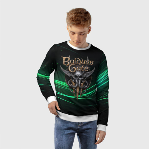 Детский свитшот 3D Baldurs Gate 3  dark green, цвет 3D печать - фото 3