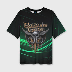 Женская футболка oversize 3D Baldurs Gate 3  dark green