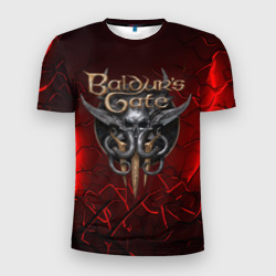 Мужская футболка 3D Slim Baldurs Gate 3  logo red