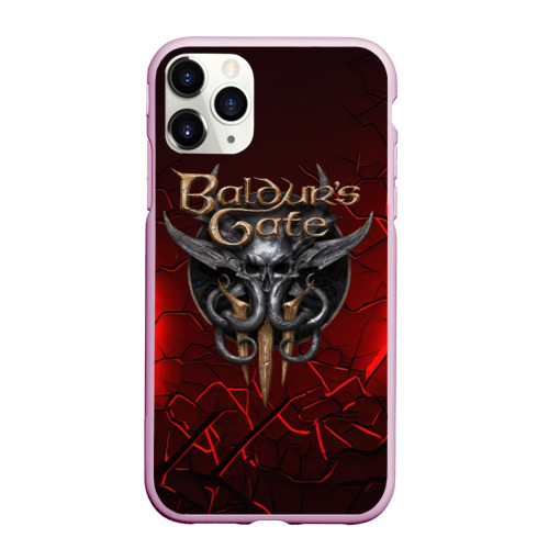 Чехол для iPhone 11 Pro Max матовый Baldurs Gate 3  logo red, цвет розовый