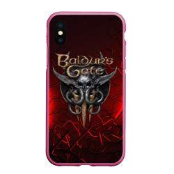 Чехол для iPhone XS Max матовый Baldurs Gate 3  logo red