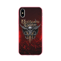 Чехол для iPhone X матовый Baldurs Gate 3  logo red