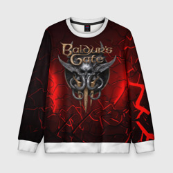 Детский свитшот 3D Baldurs Gate 3  logo red