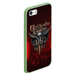 Чехол для iPhone 5/5S матовый Baldurs Gate 3  logo red - фото 2