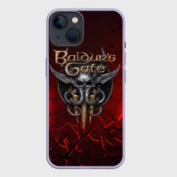 Чехол для iPhone 14 Baldurs Gate 3  logo red