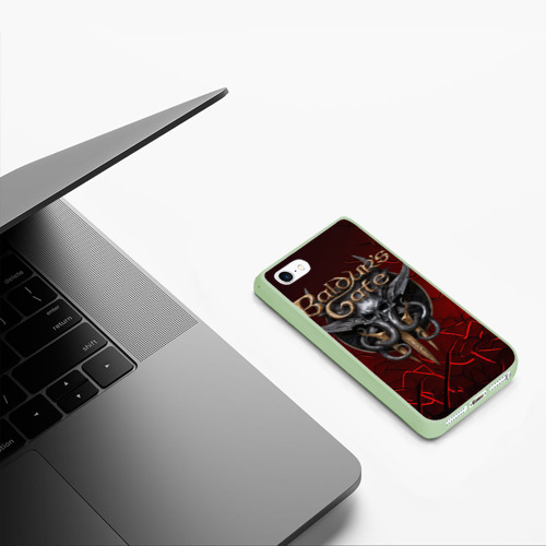 Чехол для iPhone 5/5S матовый Baldurs Gate 3  logo red, цвет салатовый - фото 5