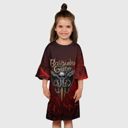 Детское платье 3D Baldurs Gate 3  logo red - фото 2