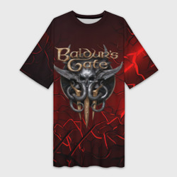 Платье-футболка 3D Baldurs Gate 3  logo red