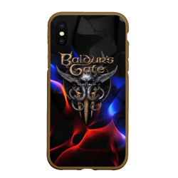 Чехол для iPhone XS Max матовый Baldurs Gate 3 blue red fire