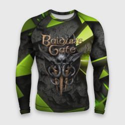 Мужской рашгард 3D Baldurs Gate 3  logo green abstract