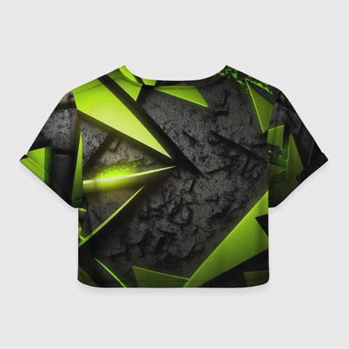 Женская футболка Crop-top 3D Baldurs Gate 3  logo green abstract, цвет 3D печать - фото 2