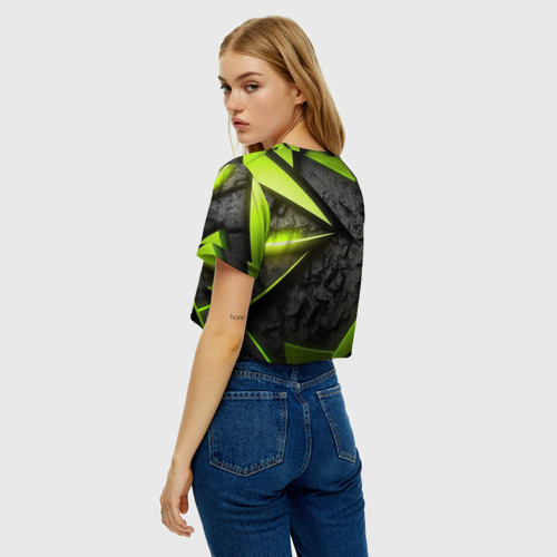 Женская футболка Crop-top 3D Baldurs Gate 3  logo green abstract, цвет 3D печать - фото 5