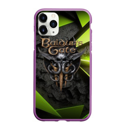 Чехол для iPhone 11 Pro Max матовый Baldurs Gate 3  logo green abstract