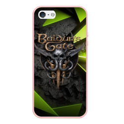 Чехол для iPhone 5/5S матовый Baldurs Gate 3  logo green abstract