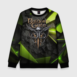 Детский свитшот 3D Baldurs Gate 3  logo green abstract