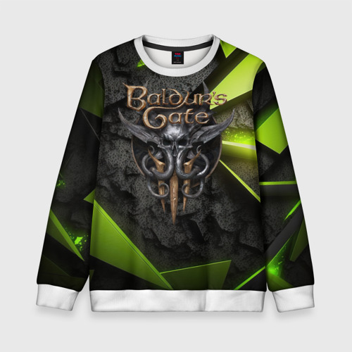 Детский свитшот 3D Baldurs Gate 3  logo green abstract, цвет 3D печать