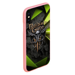 Чехол для iPhone XS Max матовый Baldurs Gate 3  logo green abstract - фото 2