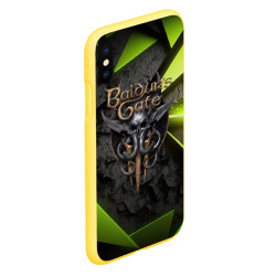Чехол для iPhone XS Max матовый Baldurs Gate 3  logo green abstract - фото 2