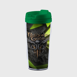 Термокружка-непроливайка Baldurs Gate 3  logo green abstract