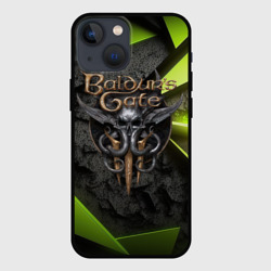 Чехол для iPhone 13 mini Baldurs Gate 3  logo green abstract