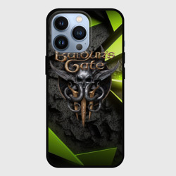 Чехол для iPhone 13 Pro Baldurs Gate 3  logo green abstract