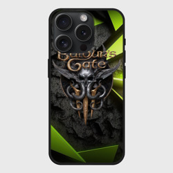 Чехол силиконовый для Apple iPhone 15 Pro матовый Baldurs Gate 3  logo green abstract