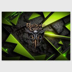 Поздравительная открытка Baldurs Gate 3  logo green abstract