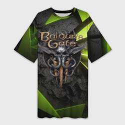 Платье-футболка 3D Baldurs Gate 3  logo green abstract